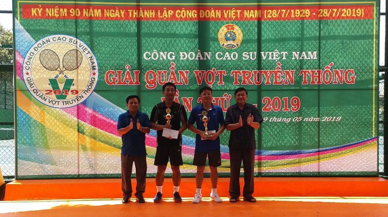 Đôi nam Cao Su Dầu Tiếng đạt cúp vô địch giải Quần vợt truyền thống Công đoàn Cao su Việt Nam lần thứ V năm 2019