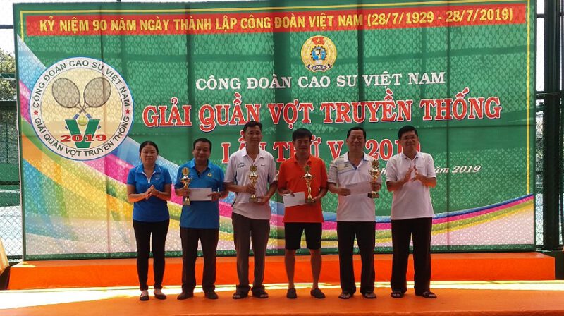 Đôi nam Cao Su Dầu Tiếng đạt cúp vô địch giải Quần vợt truyền thống Công đoàn Cao su Việt Nam lần thứ V năm 2019