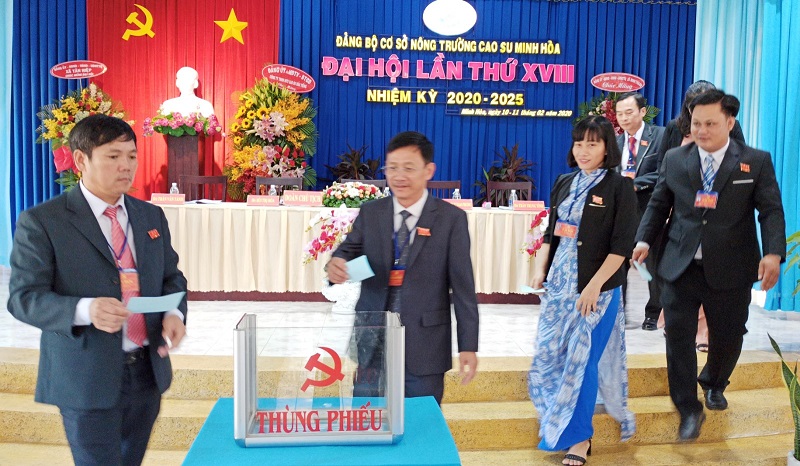 Đảng bộ cơ sở Nông trường Cao su Minh Hòa tổ chức Đại hội điểm và thí điểm trực tiếp bầu Bí thư cấp ủy nhiệm kỳ 2020 – 2025