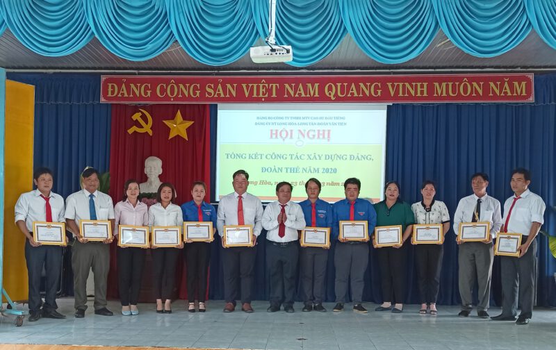 Đảng ủy cơ sở Nông trường cao su Long Hòa, Đoàn Văn Tiến, Long Tân tổng kết công tác xây dựng Đảng, đoàn thể năm 2020