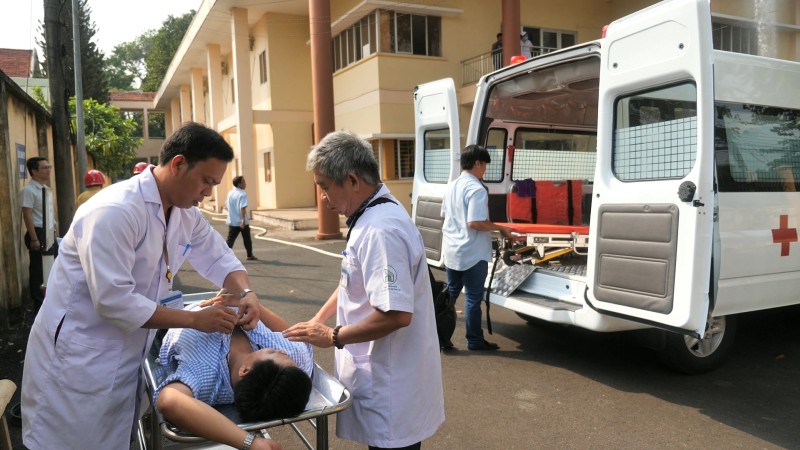 Bệnh viện Đa khoa Cao su Dầu Tiếng diễn tập phương án Chữa cháy và cứu nạn